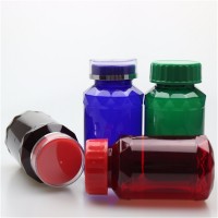 PET plastic medicine bottle,sealed plastic capsule medicine bottle with double plastic PP lid / cap